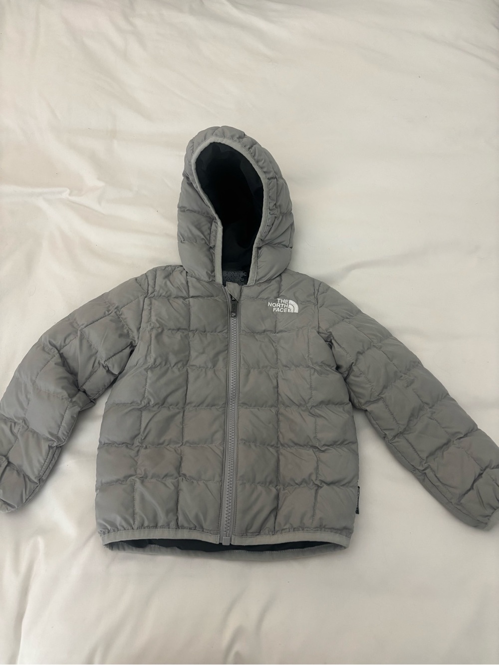 The North Face Kids Gray Hooded Puffer Jacket